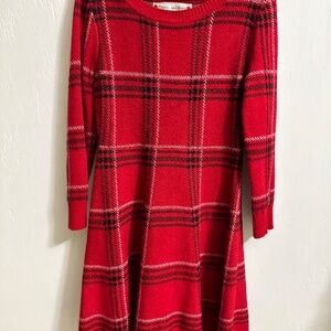 POPPIES AND ROSES Girls 8 Preppy Red Plaid Winter Sweater Dress
